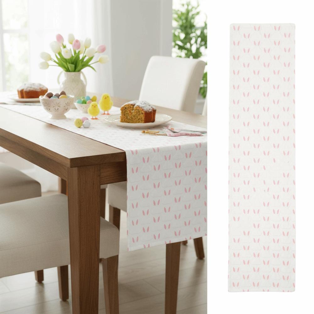Plush Easter Table Runner Soft Table Cover Rabbit Pattern Nordic Table Flag  Mall Decoration