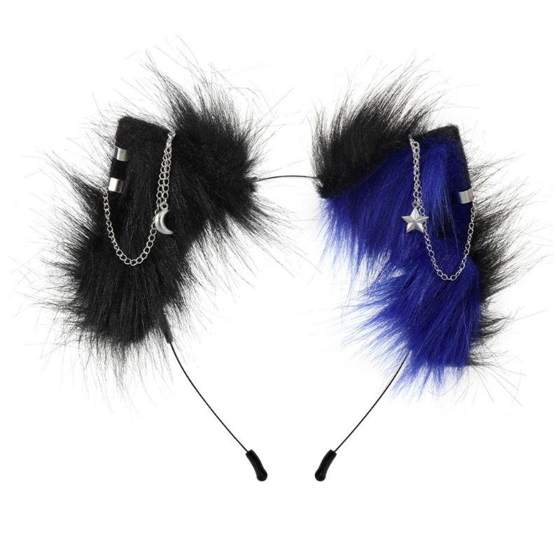 Faux Furs Animal Ear Headdress for Cosplay Anime Parties Adjustable Shape Headwear