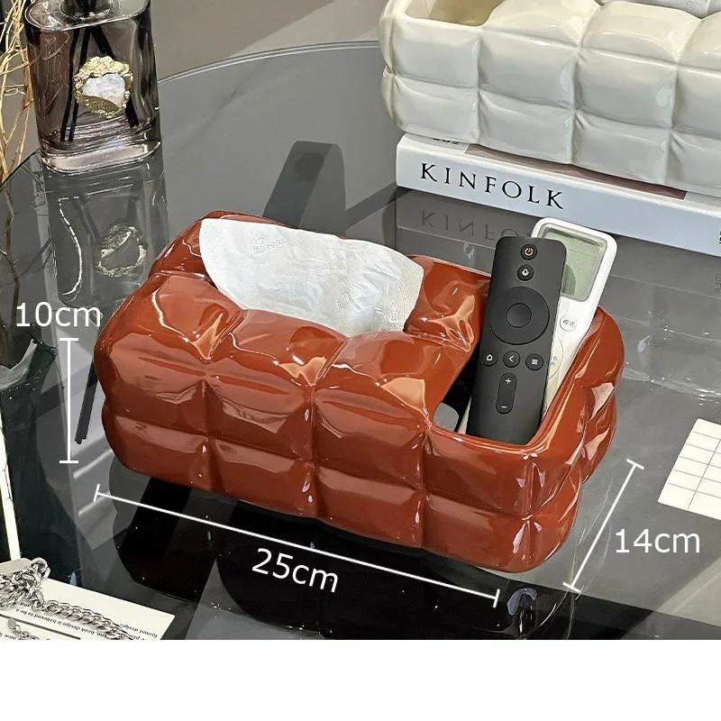 Creative Rectangular Bread Shaped Tissue Box Coffee Table Desk Decoration Ceramic Tissue Box Bedside Table Paper Towel Case