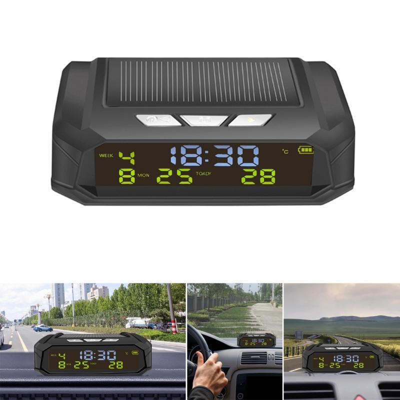 Solar Powered Car Clock Universal Multifunction Electronic Clock Wire Free