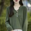 Women's Pure Cotton V-Neck Knitwear: Autumn/Winter Loose Casual Base Layer Sweater