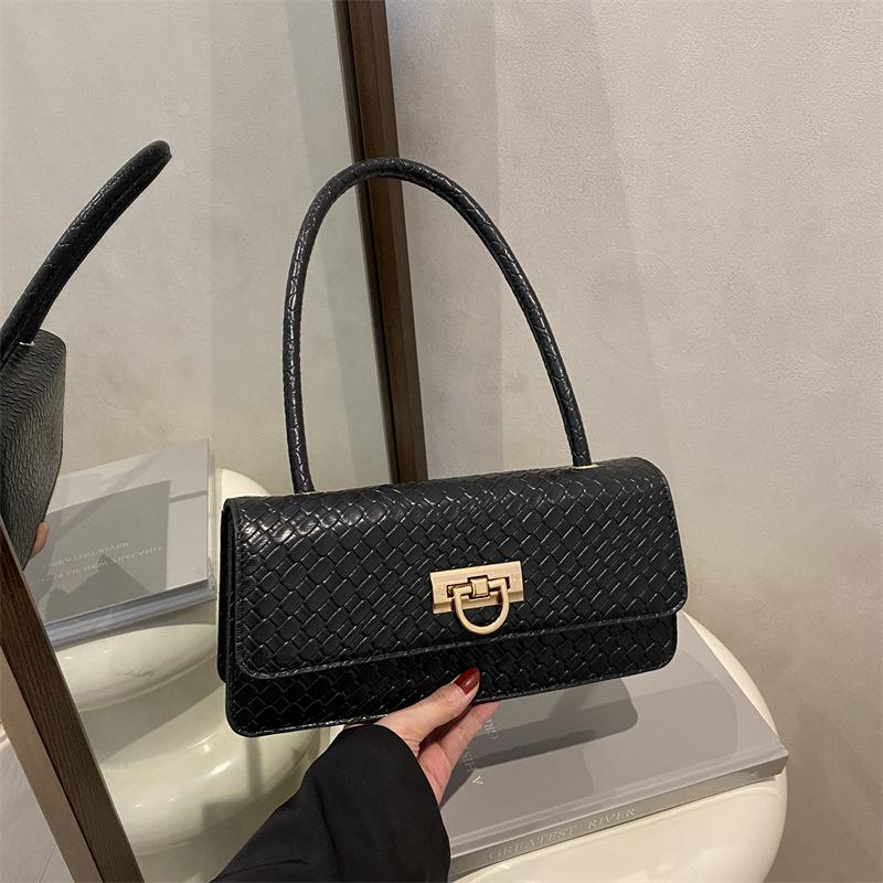 One Shoulder Underarm Handbag Bag Summer Large Capacity 2025 Foreign Style New Model Texture Lock Weave Women
