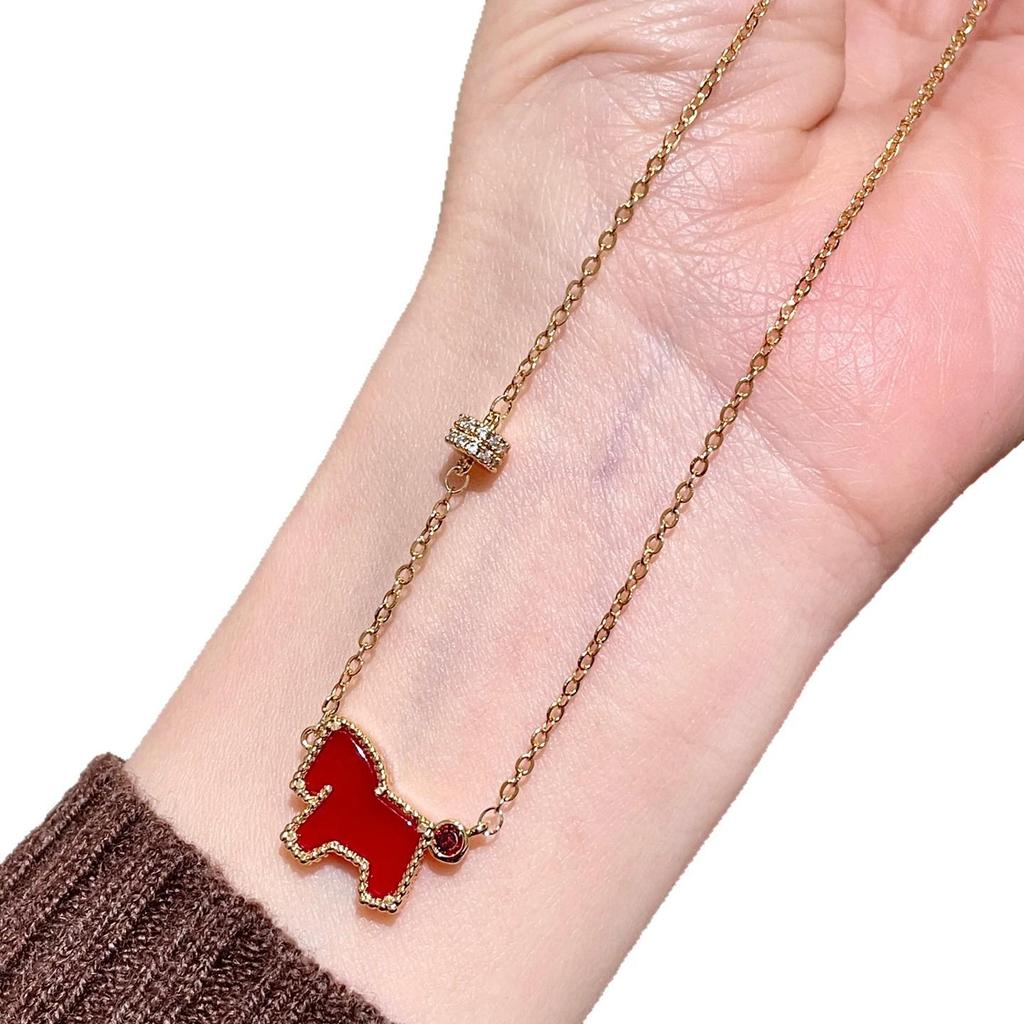 Year of the Horse Red Necklace and Earring Set: High-End, Light Luxury Style