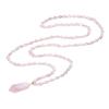 Boheemse Rozenkwarts Kralen Ketting met Natuurlijke Kristal Hanger