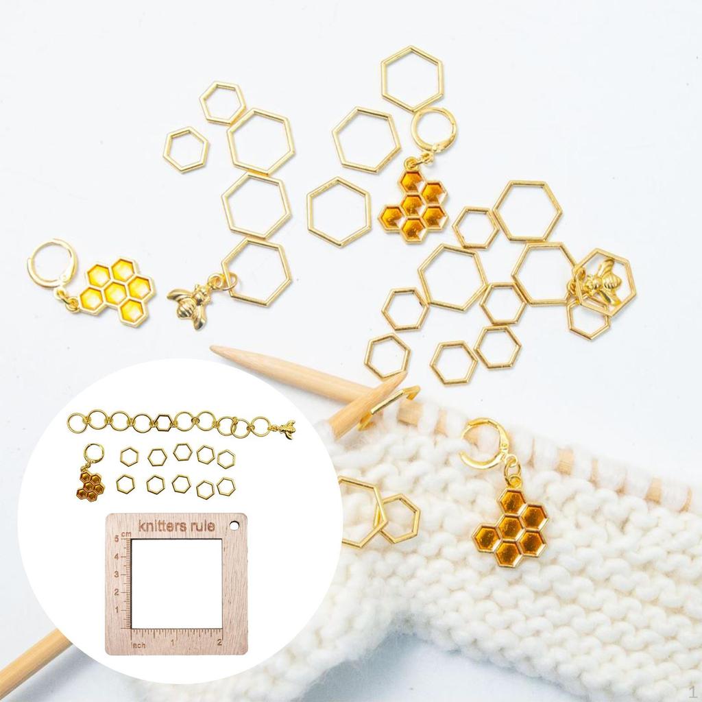 -Stitch Marker, Crochet Craft, Durable, Smooth, Woven, Buckle, Knitting Gauge, Ruler for