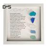 Sea Glass Picture Frame Wooden Photo Frame with Colorful Sea Glass Frame Sea Glass Poem Framed Artwork Ornament for Home Decor