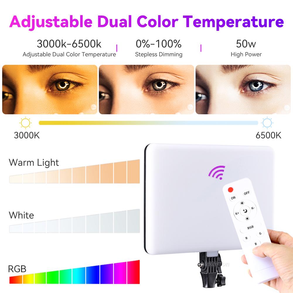 RGB LED Video Light Panel Photo Studio Kits 3200K-5600K Softer Lighting for Tiktok Studio Shooting Portraits Live YouTube