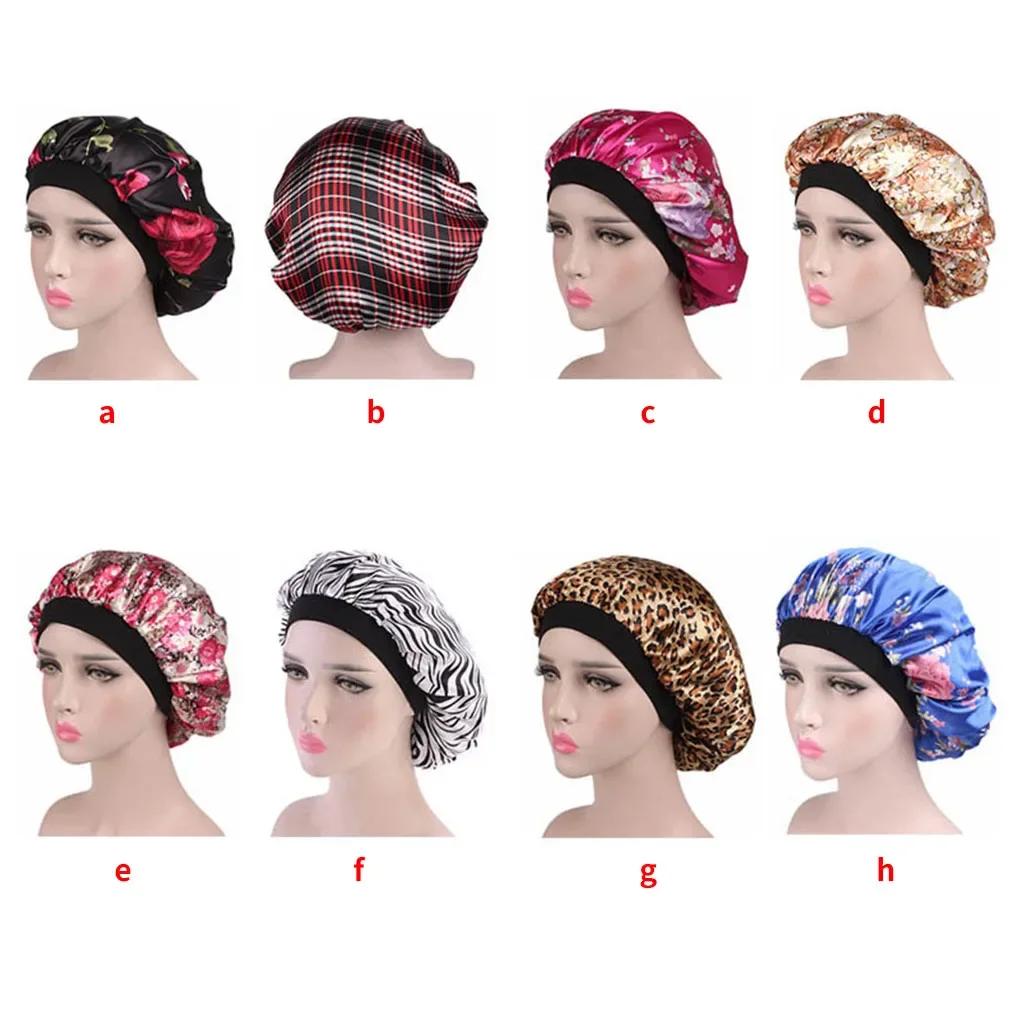 Blumen-Schlafhaube mit breiter Krempe für Frühling, Herbst, Winter, Unisex für Erwachsene, Satin, für Männer und Frauen