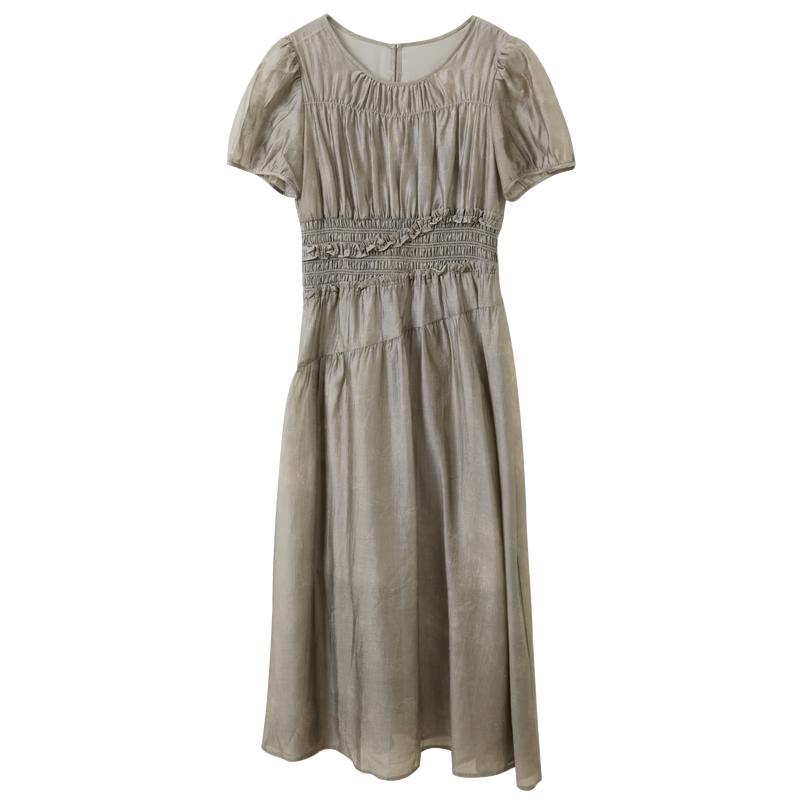 Sancai Lyocell Puff Sleeve A-line Dress XL