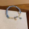 Aquamarine Fresh Zircon Flower Crystal Beaded Bracelet Light Luxury Premium Bracelet Bracelet Exquisite Niche Jewelry
