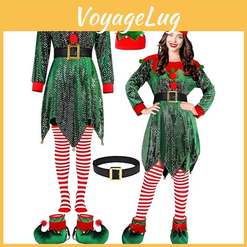 Charming Christmas Elf Role Play Outfit For Women In Olive Green With Lovely Ruffled Details
