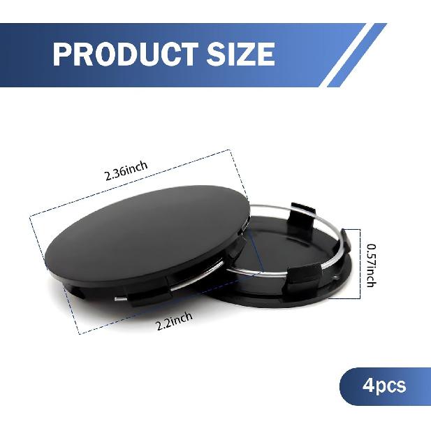 4 PCS Car Wheel Center Caps, 60MM/2.36In OD 56MM/2.2In ID, ABS Snap-in Vehicle Rim Hub Caps, Anti-Falling Rust-Proof Wheel Hub Decoration, Universal