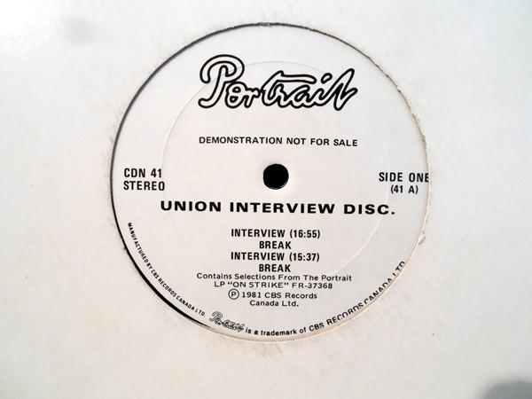 

LP Record UNION Union Interview Disc. CDN41 Portrait 1981 Canada Rock Used
