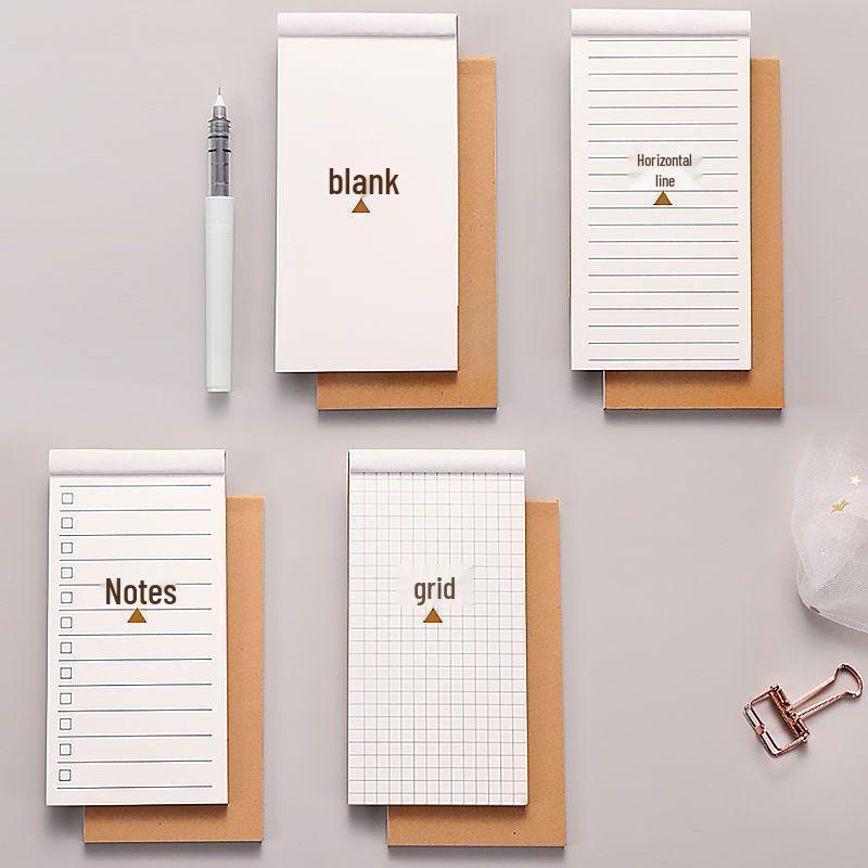 Kraft Paper Notebook with Sticky Notes: Horizontal Line, Simple Grid, Message Pads for Students