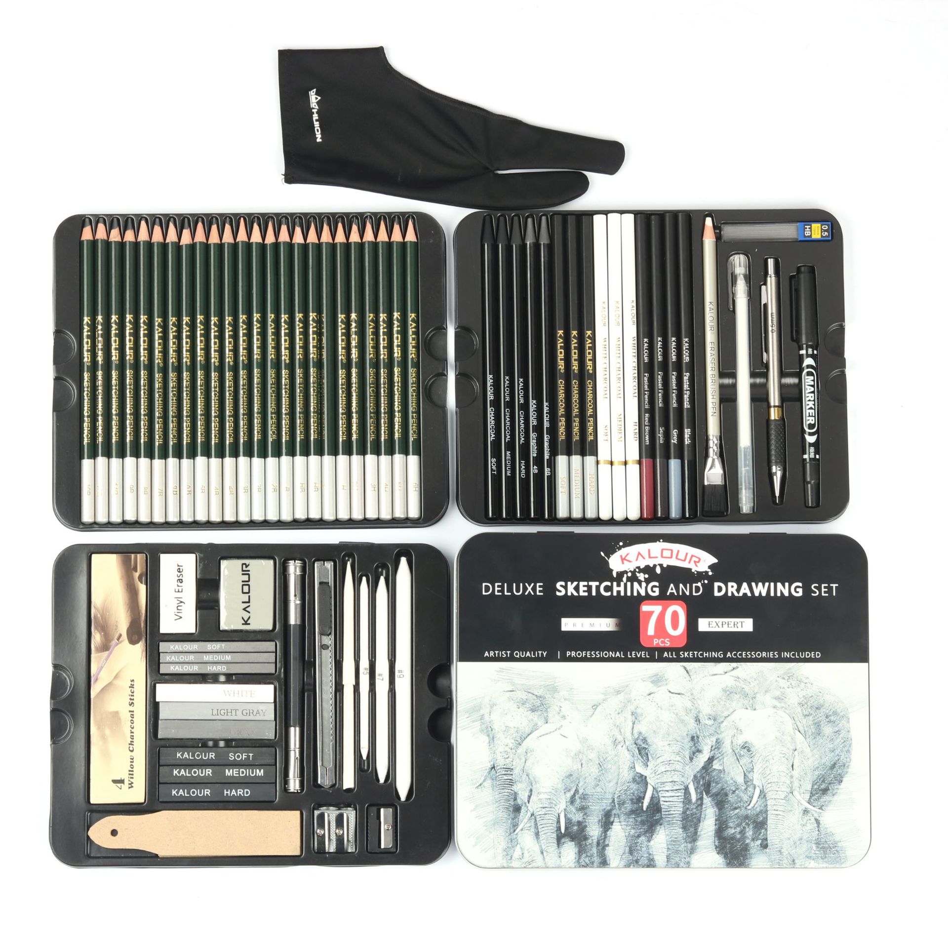 70/75Pcs Sketch Pencils Set Drawing Painting Sketch Kit Watercolor Metallic Oil Colored Pencil Artist Beginner Art Supplies