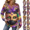 Women's Carnival Printed Fashion Long Sleeve Button Hoodie Top