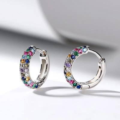 Pendientes de Cristal para Drenaje Linfático Pendientes de Aro Redondos de Cristal de Colores Moda Magnetoterapia Pérdida de Peso Adelgazante Circonita