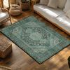 Green Floral Bohemian Area Rug, Intricate Pattern Non-Slip Carpet, Natural Living Room Mat for Cozy Home Decor