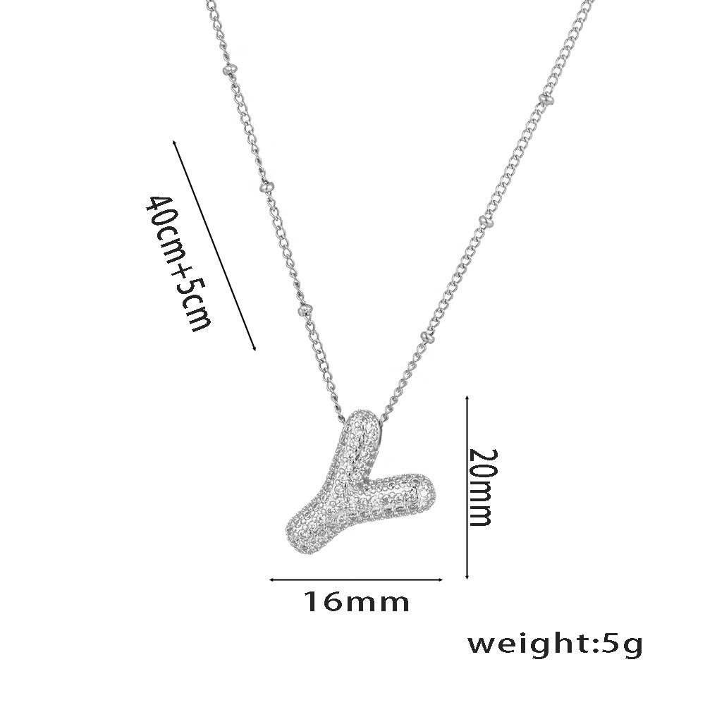 Fashion 26 Bubble Letter Initial Pendant18k Gold Plated Micropaved Full Zirconia Stone Chain Couple Necklace Women Jewelry