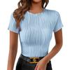 Women's Solid Color Round Neck Slim Short Sleeve T-shirt Top