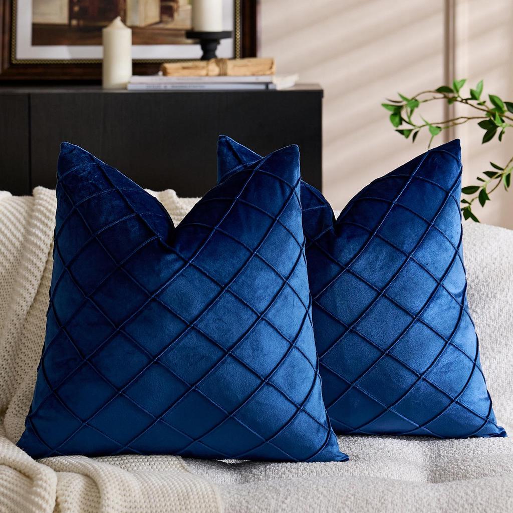 Throw Nordic Checkered Velvet Embroidered Pillow Cover For Sofa Décor
