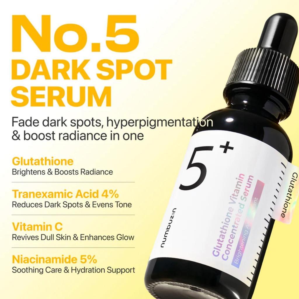 numbuzin No.5 Glutathione C Concentrated Serum 30ml × 4 Bulk Skincare Pack / EXP 27.07.23