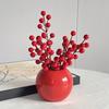 50Pcs Bright Color Faux Berry Branches 7 Head Fake Flowers Lifelike Simulation Berry  Holiday Season