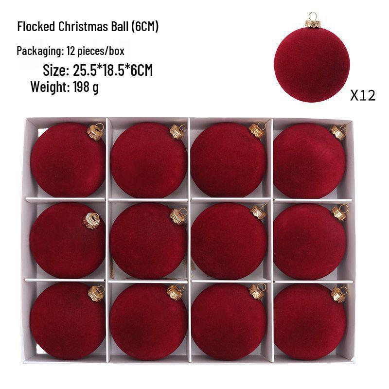 Colorful 6cm Cross-Border Christmas Ornament Balls – Flocked Hanging Decorations