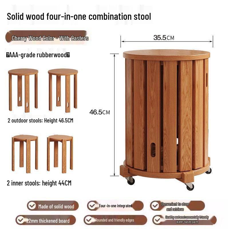 Solid Wood Stackable Stool for Home, Dining, or Coffee Table Use