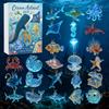 Ozean Unterwasserwunder Adventskalender, 2D Flache Acrylornamente, Weihnachtsbaumschmuck, Perfekt für Weihnachtsdekorationen