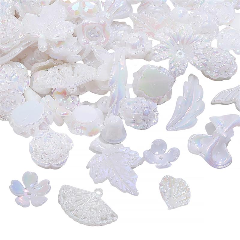

20-25 шт. акриловые бусины с бантом, бабочкой, розой, подвески, бусины для DIY браслета, ожерелья, изготовления ювелирных изделий белый