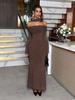 European Strapless Long Sleeve Bodycon Maxi Dress for Women - 2025 Autumn/Winter Collection
