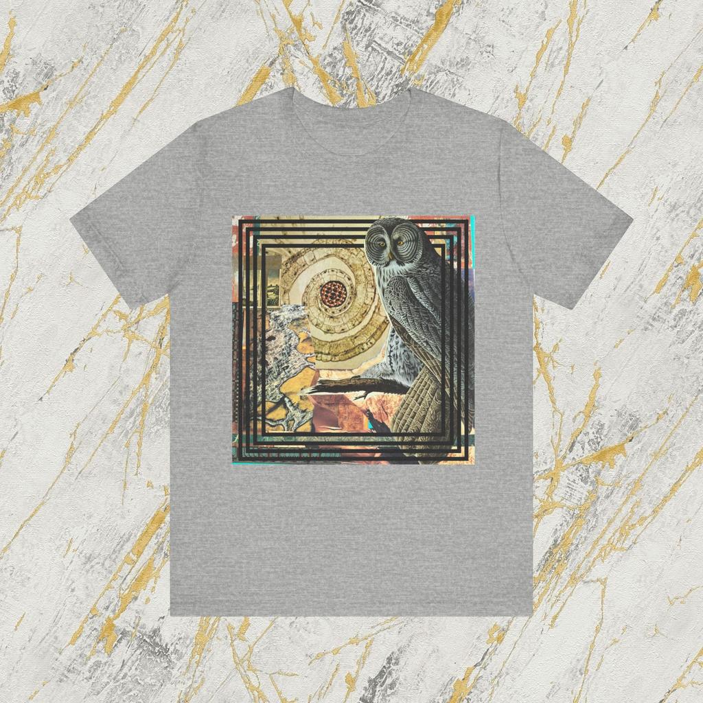 Owl Graphic Black Graphic T Shirt Made From Handmade Collages Gift for Men Boyfriend Tee Jersey Short Sleeve Tee Owl Graphic Art