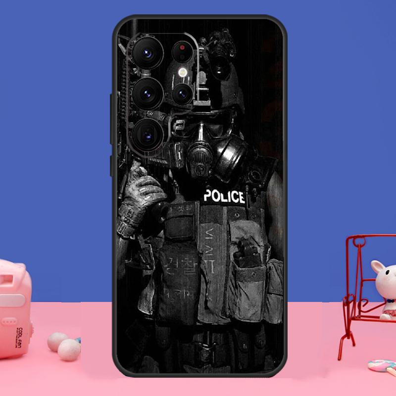 Police Symbol Cover For Samsung Galaxy S24 S23 S22 S21 S20 FE Ultra Plus S8 S9 S10 Note 10 20 Ultra Case