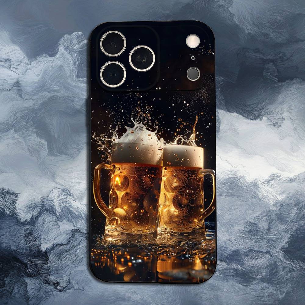 Alcohol Art Beer For iPhone 13,16,11,14,17,12,15,Plus,Pro Max,XS,X,XR,SE,Mini,8,7,Phone Case Soft Silicone Black