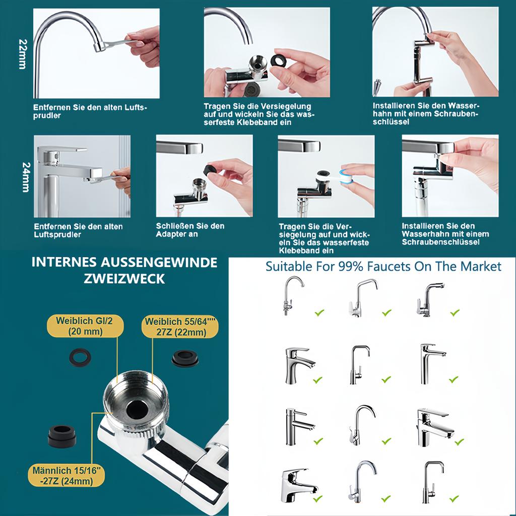 Mechanical Arm Universal Faucet Extender, Rotatable Faucet, Washbasin, Multifunctional Joint, Splash Proof Device