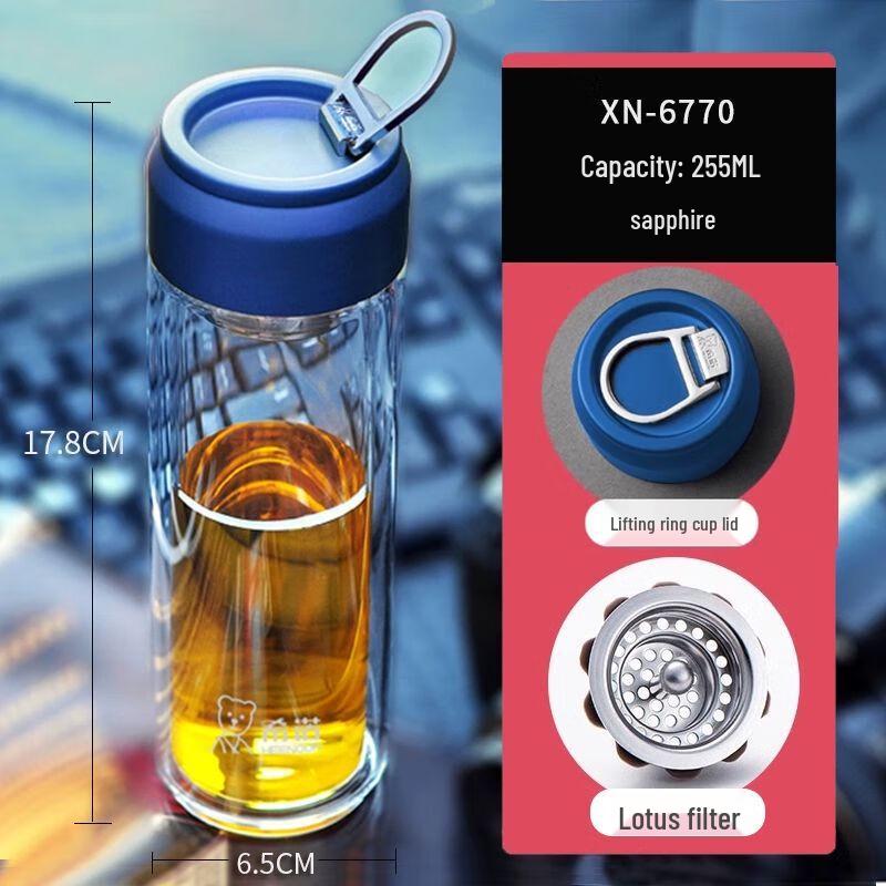Heenoor Double-Layer Glass Tea Bottle with Handle
