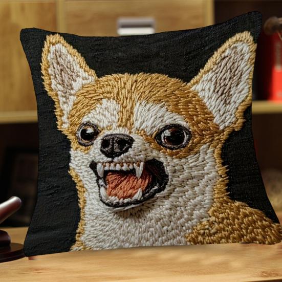 Cushion Cover Embroidered Animal Print Hidden Zipper Replaceable Design Sofa Pillowcase Home Living Room Bedroom Office Decor