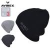 AVIREX Knit Cap Beanie Gray Logo (D-Type (Ribbed Embroidery))