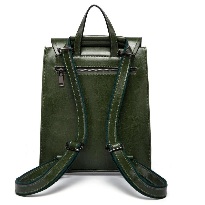 Mochila feminina de couro legítimo, bolsa fashion, mochila de couro bovino encerado a óleo