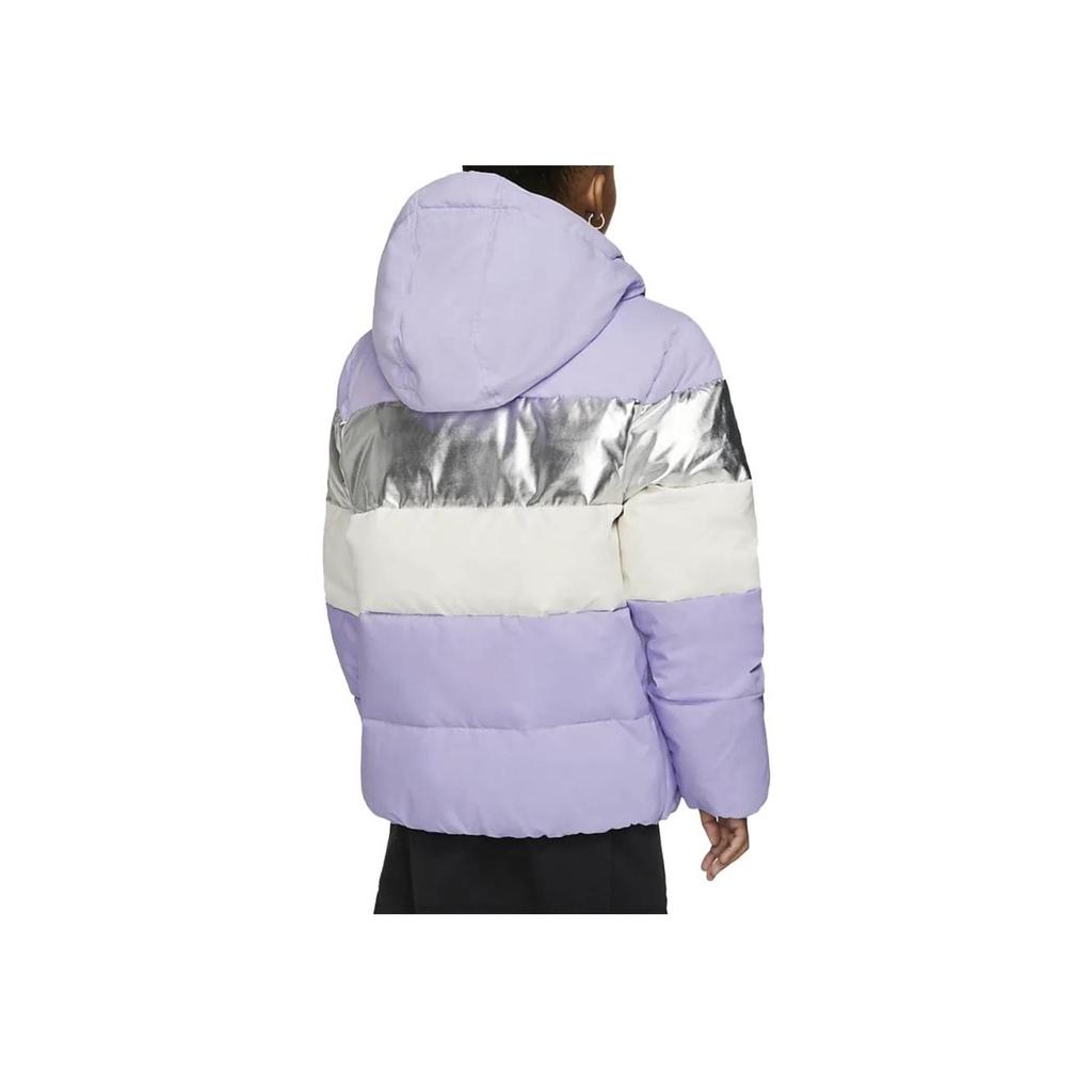 Nike Color Block Hooded Zip-Up Casual Long Sleeve Kids Outerwear Lavender-Purple CT0604-539