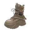 Fashion Women Chunky Platform Motorcycle Boots White Lace Up Thick Bottom Shoes Woman Autumn Winter Ankle