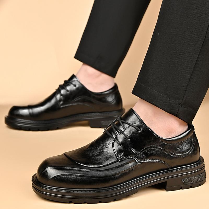 Fashion New Men's Oxford Shoes Lace-Up Leather Dress Shoes Men Comfortable Work Walking Shoes Men Casual Business Footwear Wedding Shoes