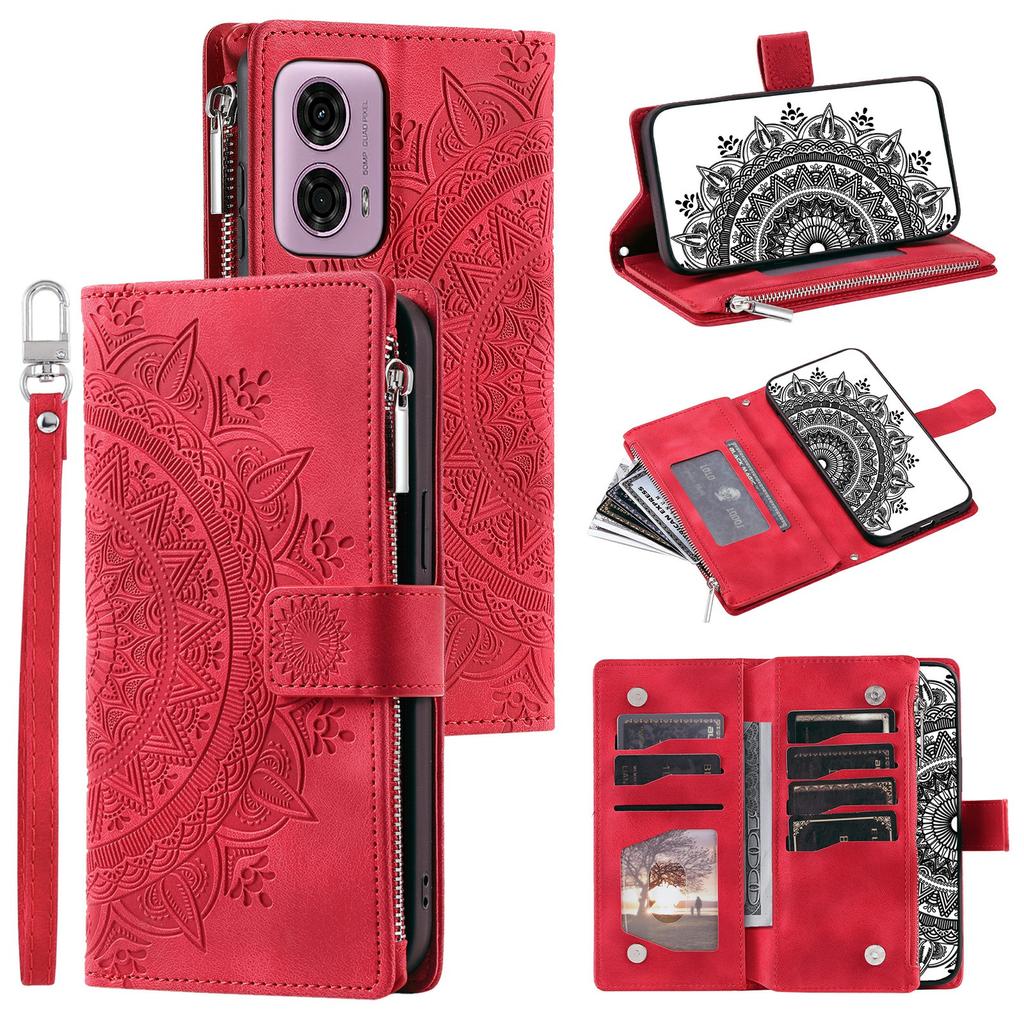 Style 006 For Motorola Edge 50 Fusion 5G Case Mandala Flower PU Leather Zipper Wallet Phone Cover