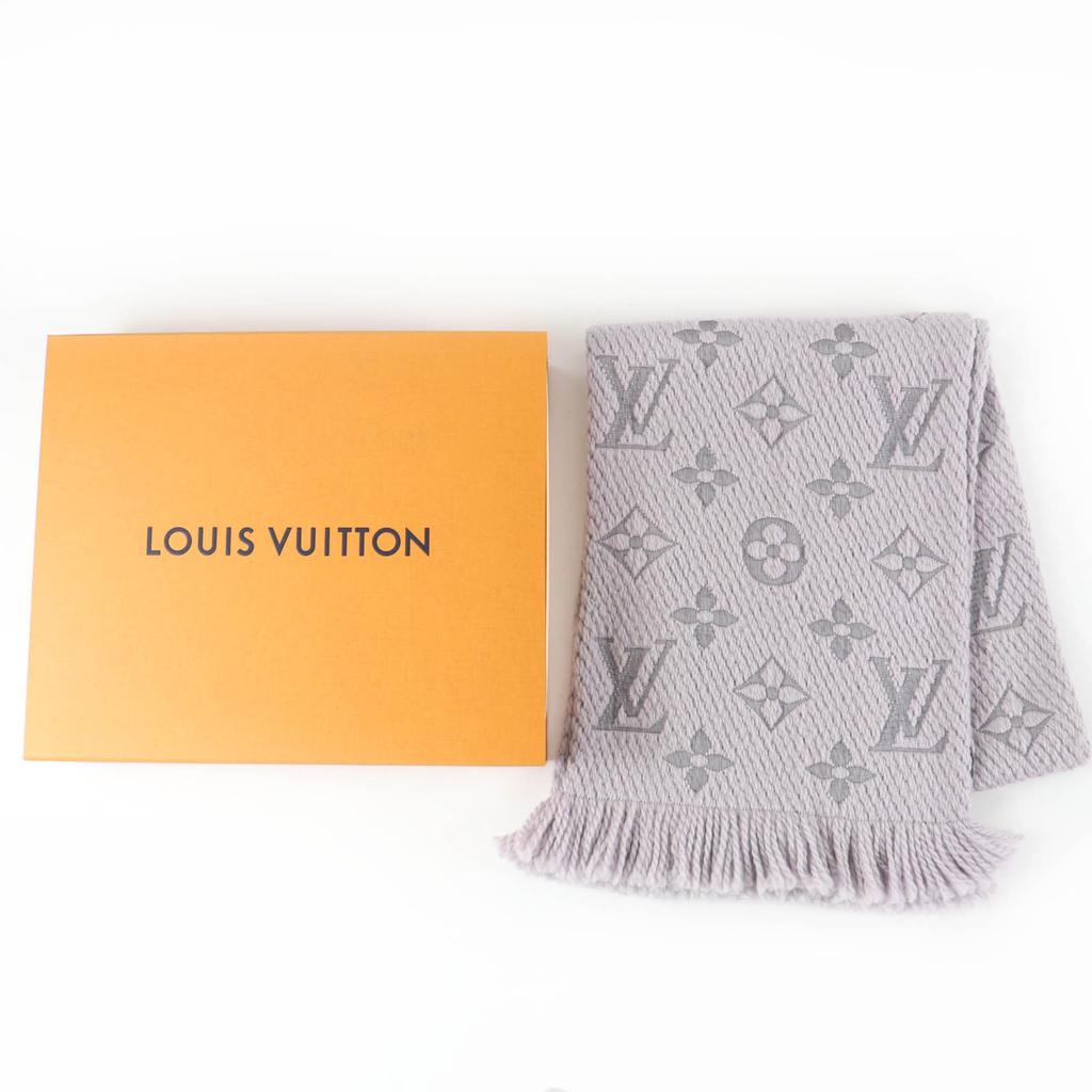 Great LOUIS VUITTON Scarf Esharp Logomania With fringe wool Women M74742 Used