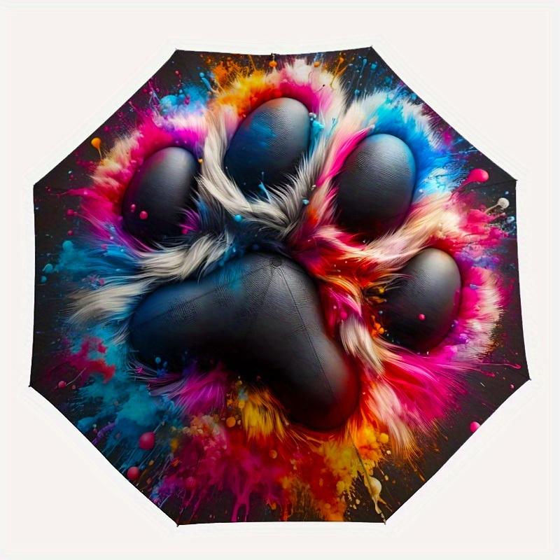 

1pc Paw Print Pup Automatic Open/Close Umbrella Sturdy Iron Frame, Compact Travel UmbrellaIntricate Design Umbrella a0829092