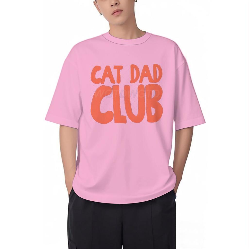 Cotton Mens Clothing Cat Dad Club Print T Shirt High Quality Cotton Male Short Sleeve Streetwear Fun Animal Kitten Tshirts