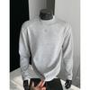 Men's Grey Heavyweight Long Sleeve Round Neck Hoodie - 2025 Spring/Autumn Loose Casual Style