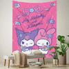 My melody and black beauty printed tapestry blue and purple cartoon characters floral decorations perfect for living rooms or