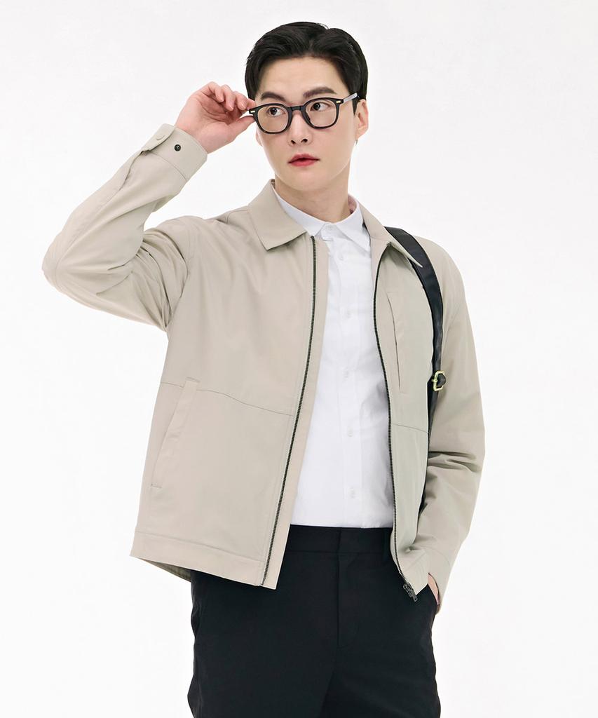 Chasecult Men'S Stretch Collar Zip-Up Jacket - Beige